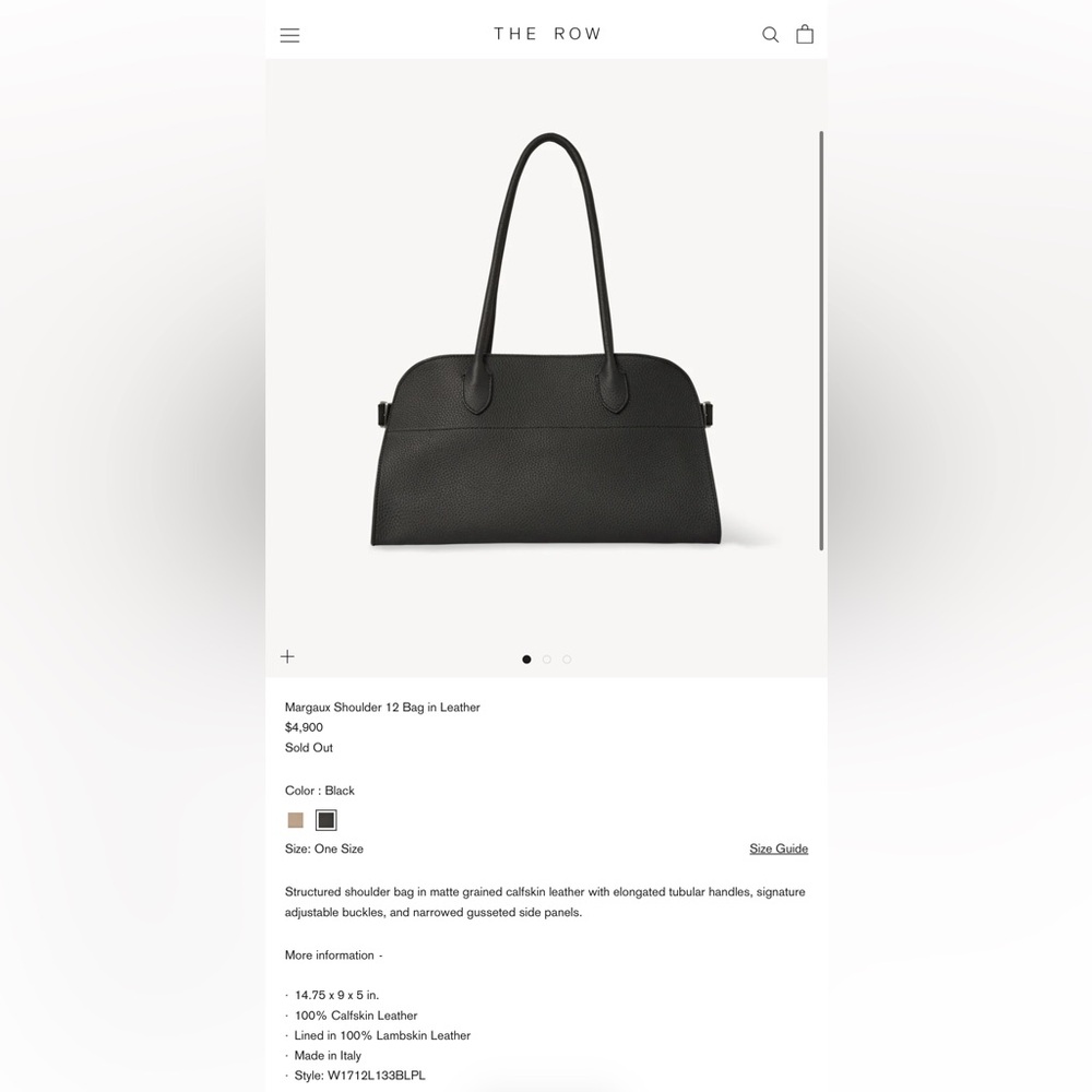 The Row Margaux Shoulder 12 Bag in Black Leather - Picture 11 of 11